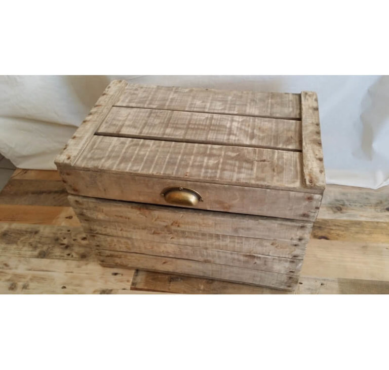 Coffre en Bois Vintage avec Couvercle Industriel Boîte Antique de Rangement Loft | UK