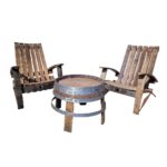 Salon de jardin en bois de tonneau