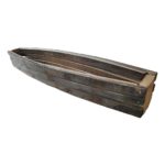 Grand panier vintage en bois en douelle de tonneaux.